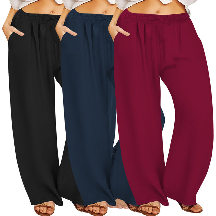 Damen Weite High-Waist Yogahose mit Leopardenmuster und Kordelzug echoarchiv-