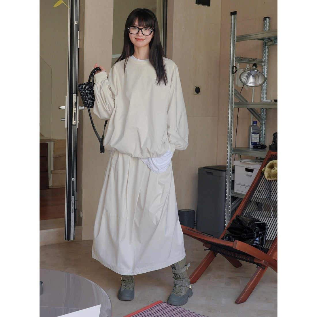 Damen Oversize Regen- und Windpullover mit wasserabweisender Oberfläche und elastischem Saum Echoarchiv
