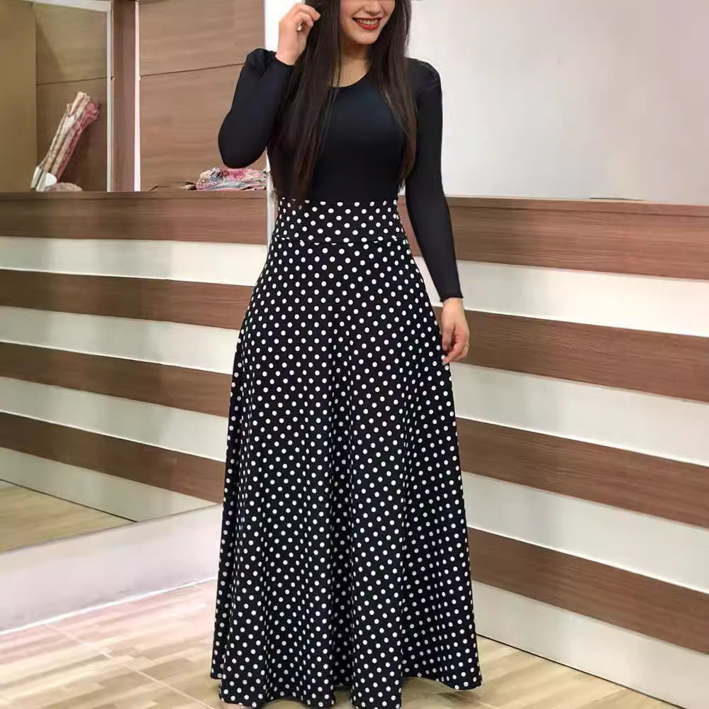 Damen Elegantes Maxikleid mit grafischem Druck und flexiblem Bund Echo Archiv