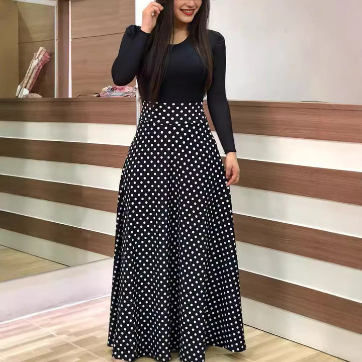 Damen Elegantes Maxikleid mit grafischem Druck und flexiblem Bund Echo Archiv
