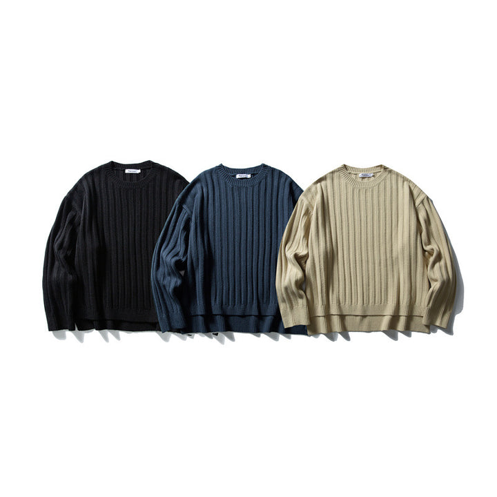 Unisex Grobstrick-Pullover mit breitem Rippmuster und weitem Schnitt Echoarchiv