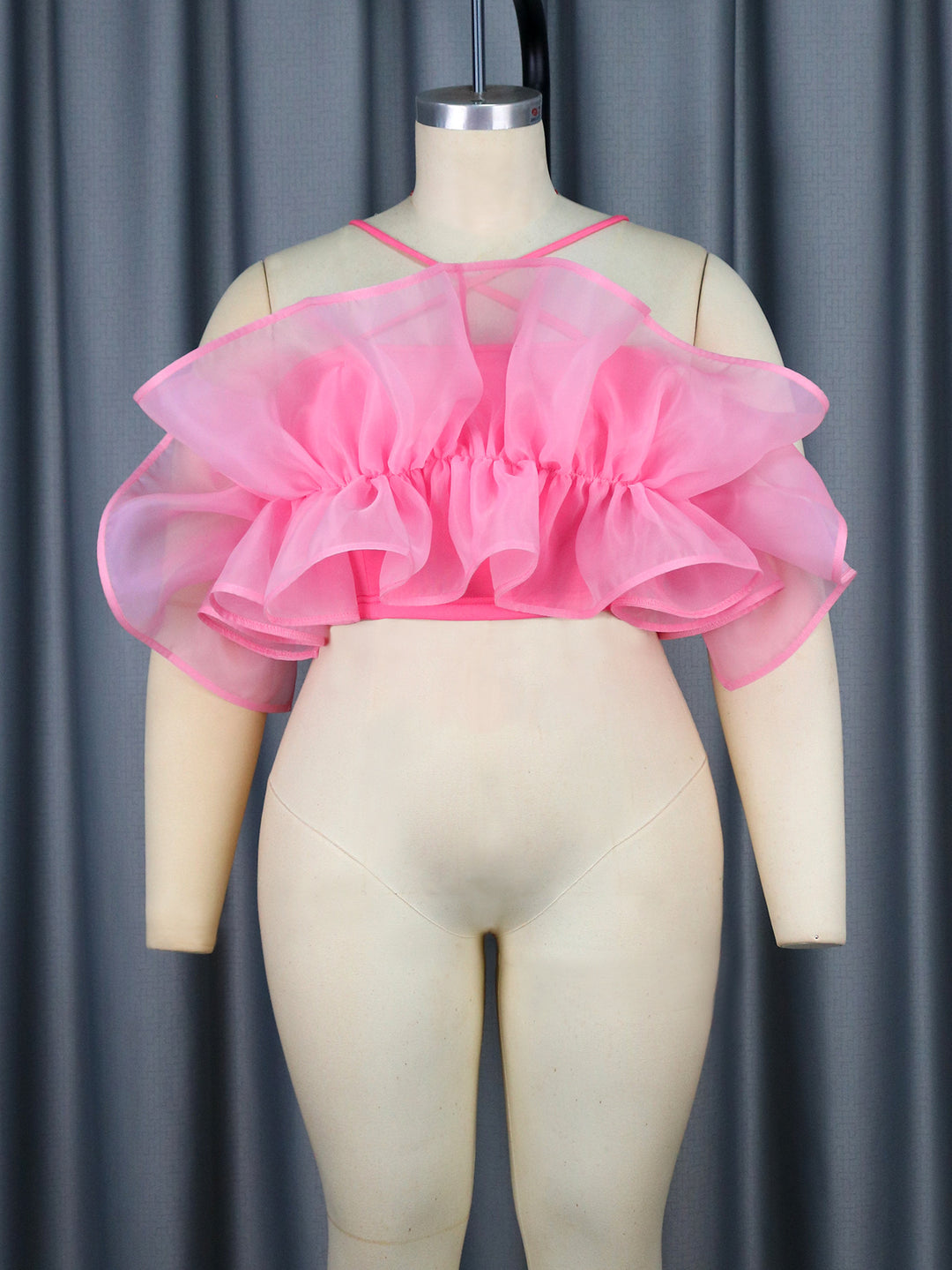 Damen Verspieltes Chiffonoberteil mit voluminösem Rüschendesign Echo Archiv