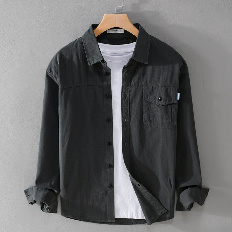 Herren Vintage-inspiriertes Worker-Overshirt aus Baumwollmix mit Brustklappe und entspannter Passform Echoarchiv
