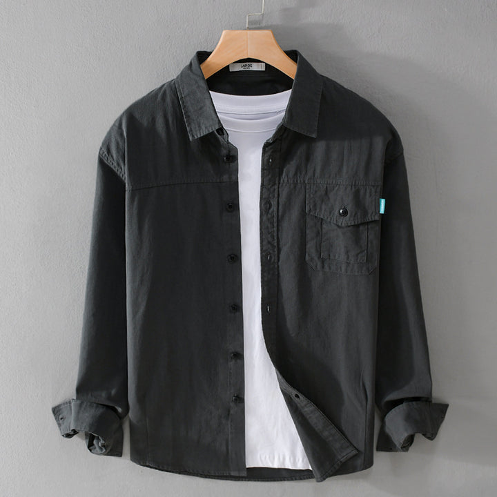 Herren Vintage-inspiriertes Worker-Overshirt aus Baumwollmix mit Brustklappe und entspannter Passform Echoarchiv