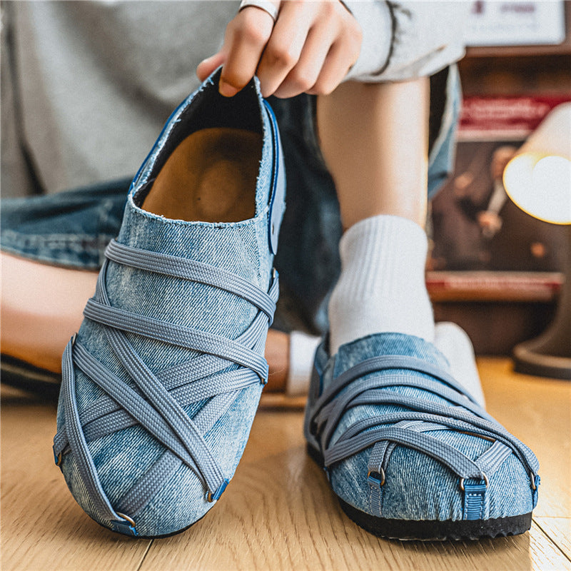 Herren lässige Slipper im Denim-Look mit elastischen Riemen, verstellbarem Fersenriemen und profilierter Gummisohle Echo Archiv