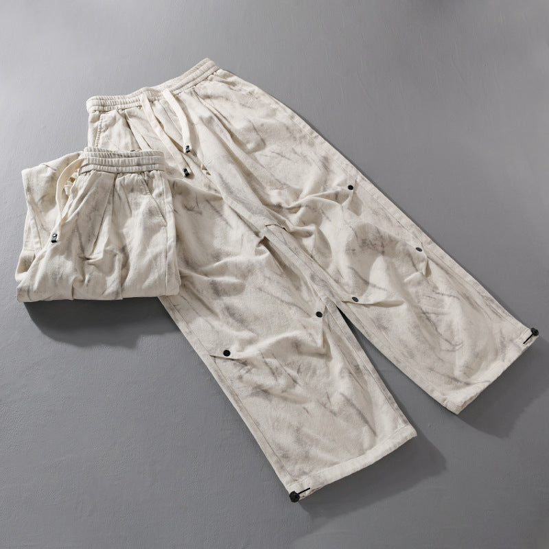 Herren Weite Baggy-Cargohose mit Marmor-Print und Kordelzug Echoarchiv