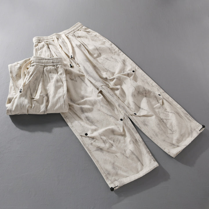 Herren Weite Baggy-Cargohose mit Marmor-Print und Kordelzug Echoarchiv
