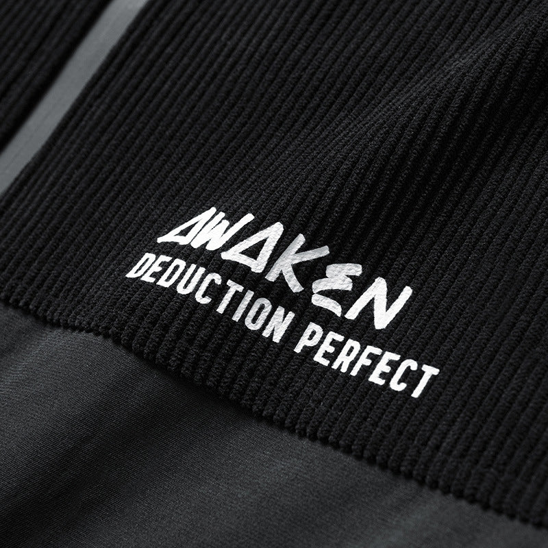 Herren Bomberjacke mit gestreiftem Cord und modischem Aufdruck Echoarchiv