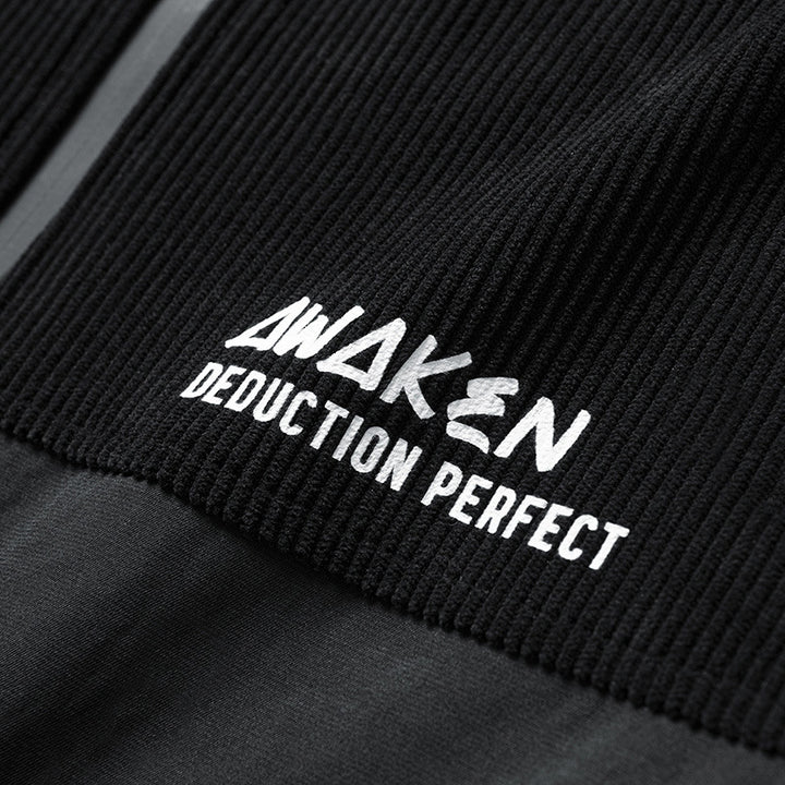 Herren Bomberjacke mit gestreiftem Cord und modischem Aufdruck Echoarchiv
