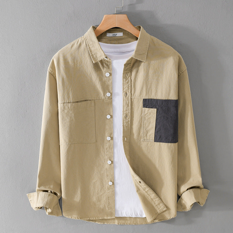 Herren Leichtes Baumwoll-Overshirt mit Kontrast-Brusttasche und Relaxed-Fit Echoarchiv