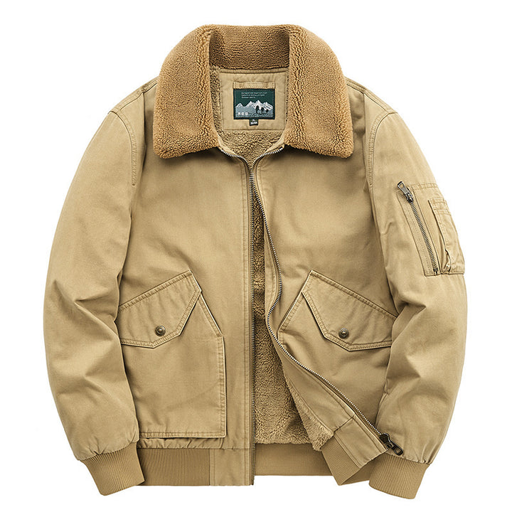 Herren Thermo-gefütterter Pilotenblouson aus robustem Canvas mit Sherpa-Innenfutter und Kunstfellkragen Echo Archiv
