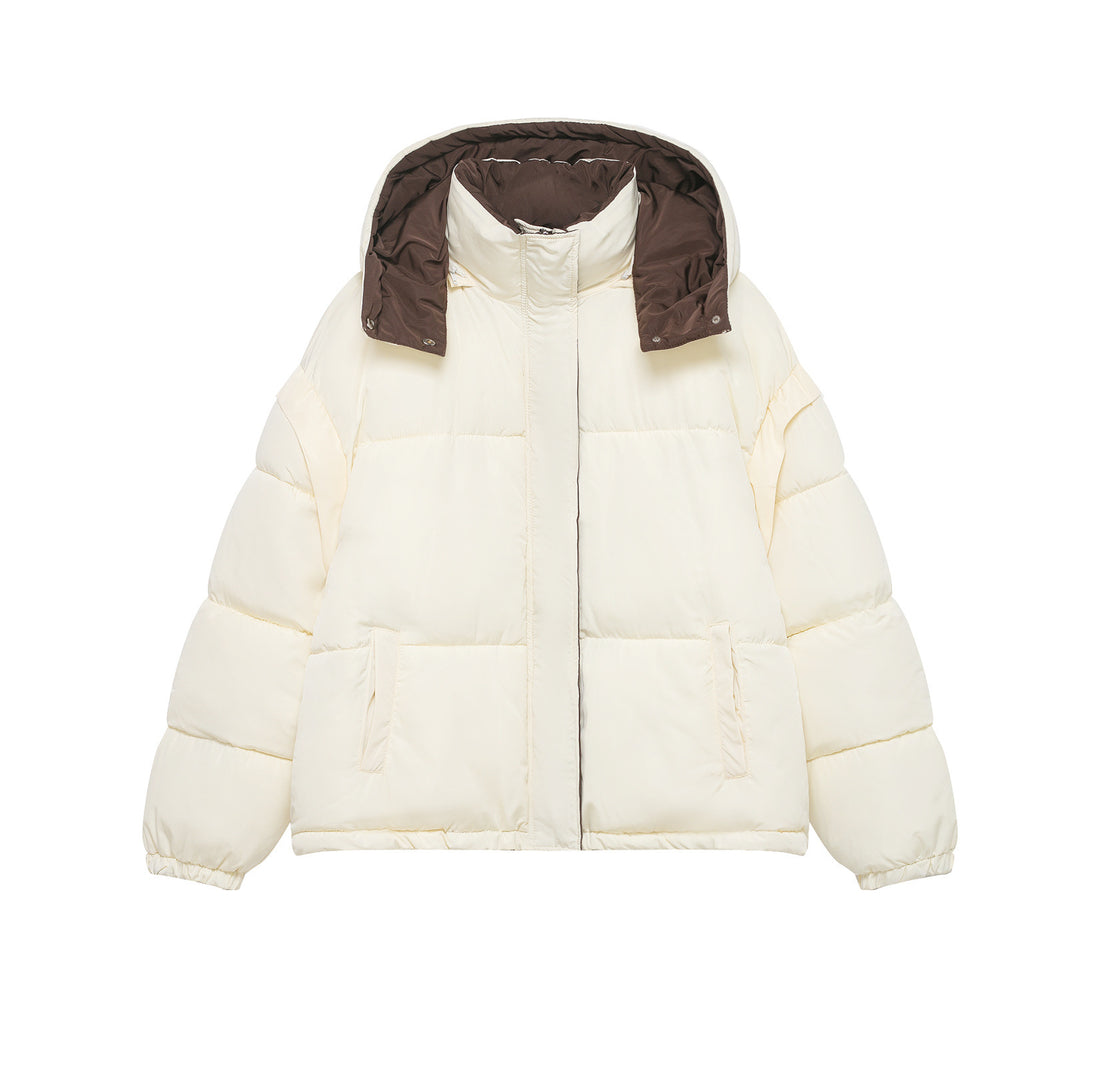 Damen Oversize-Steppjacke mit Kapuze und hohem Stehkragen Echoarchiv