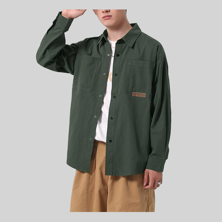 Herren lässige Utility-Hemdjacke mit großen Taschen und strapazierfähigem Baumwollmaterial Echoarchiv