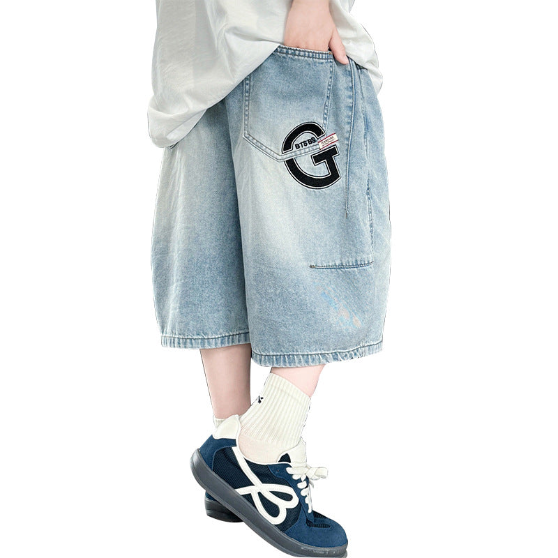 Jungen lässige Denim-Bermudas mit multifunktionalen Taschen Echo Archiv