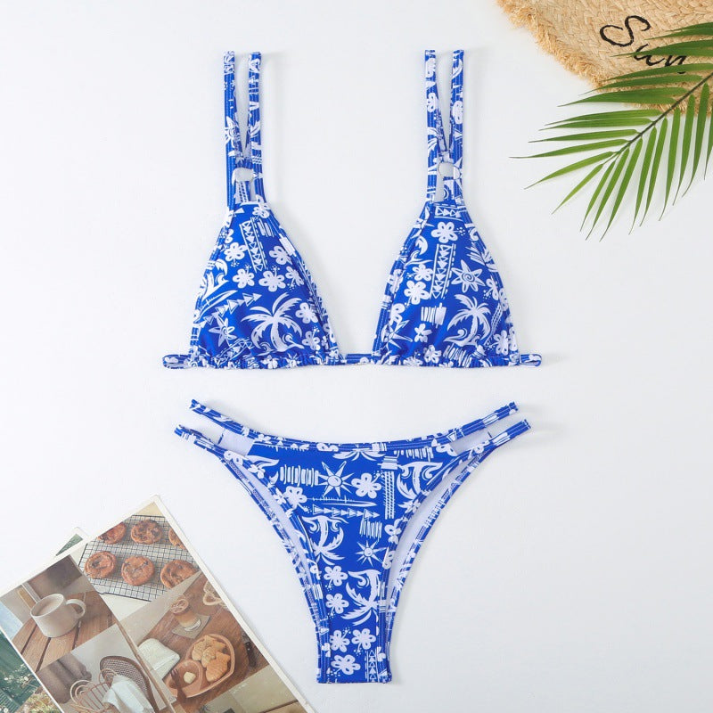 Damen Triangel-Bikini mit verspieltem Blumenmuster und raffinierten Schnürdetails Echo Archiv