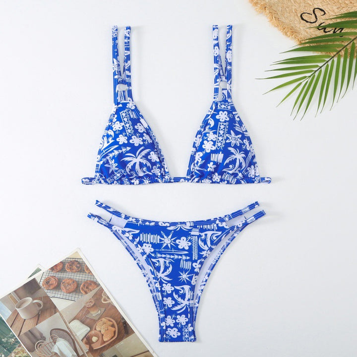 Damen Triangel-Bikini mit verspieltem Blumenmuster und raffinierten Schnürdetails Echo Archiv