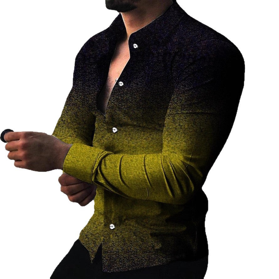Herren Langarmhemd mit modernem Farbverlauf und edlen Knopfdetails Echoarchiv