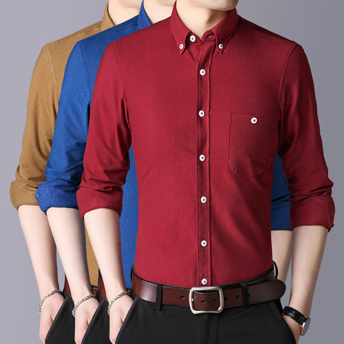 Herren Langarmhemd mit klassischem Button-Down-Kragen Echoarchiv