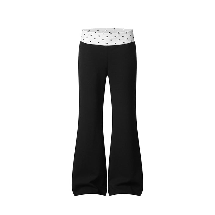 Damen Flared-Loungehose mit Umschlagbund und Sternmotiv Echoarchiv