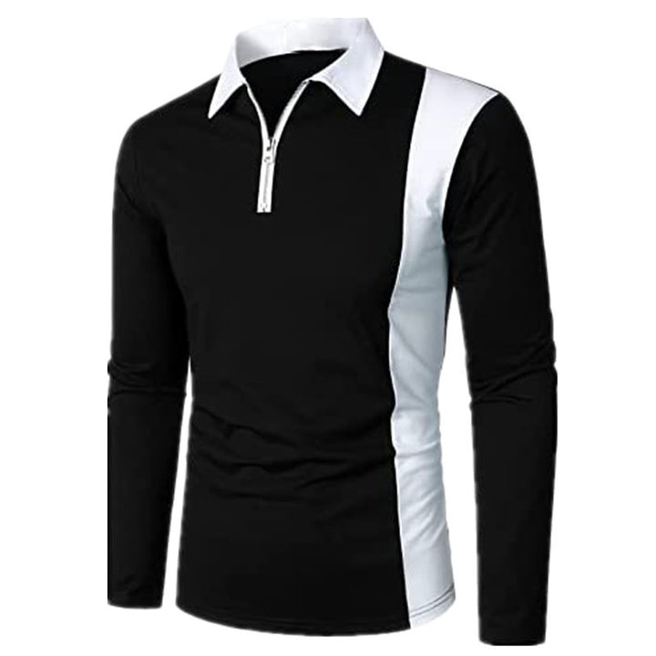 Herren Langarm Polohemd mit sportlichem Zip-Design und modernen Farbdetails Echoarchiv
