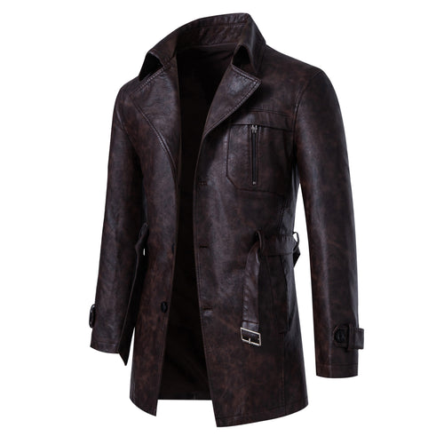 Herren modische Kunstlederjacke mit seitlichem Reißverschluss und stilvollem Stehkragen Echoarchiv