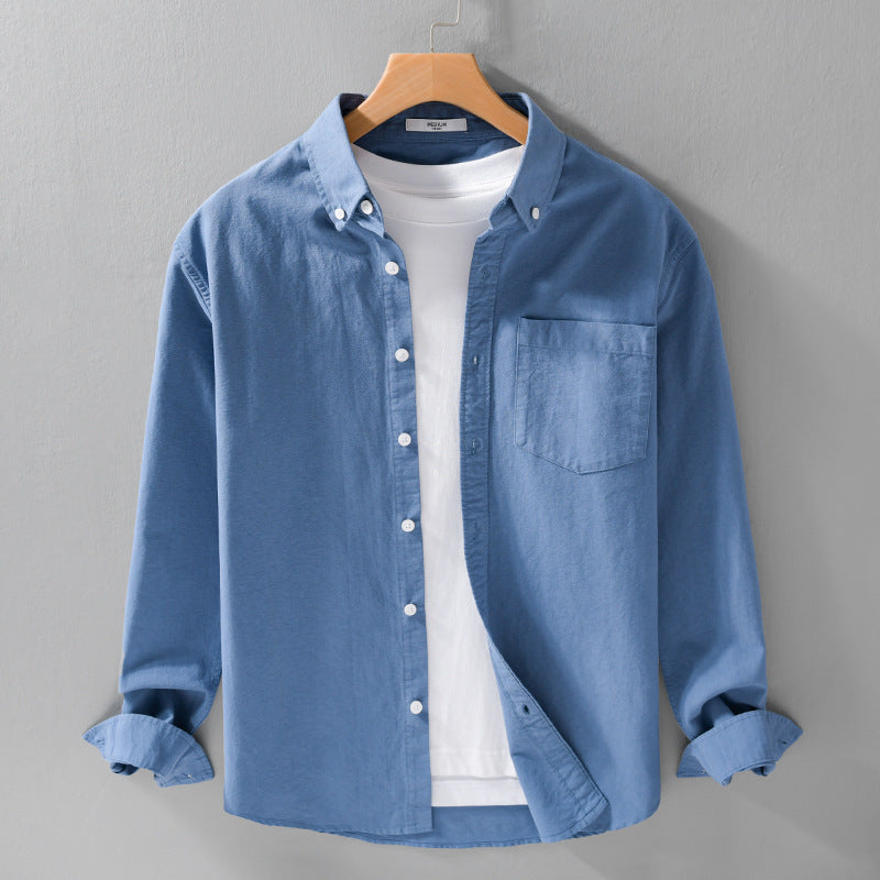 Herren Soft-Touch Layering-Hemd aus Baumwoll-Oxford mit Innenshirt, Kentkragen und Brusttasche Echoarchiv