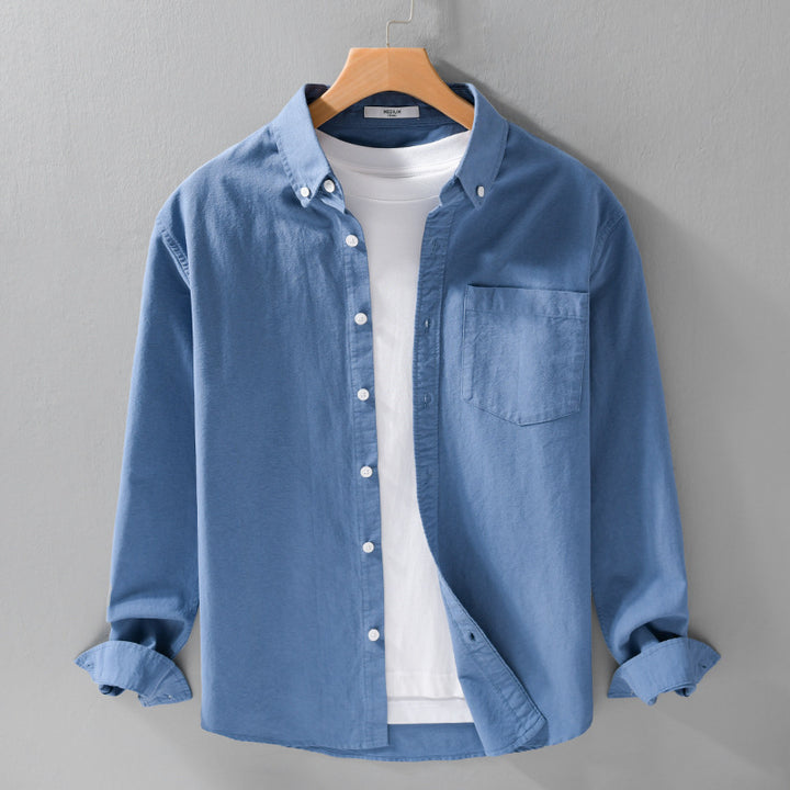 Herren Soft-Touch Layering-Hemd aus Baumwoll-Oxford mit Innenshirt, Kentkragen und Brusttasche Echoarchiv