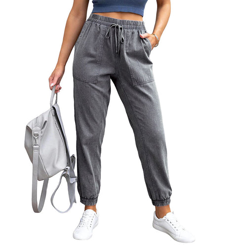 Damen Denim-Joggerhose mit Cargo-Taschen und elastischem Tunnelzugbund Echo Archiv