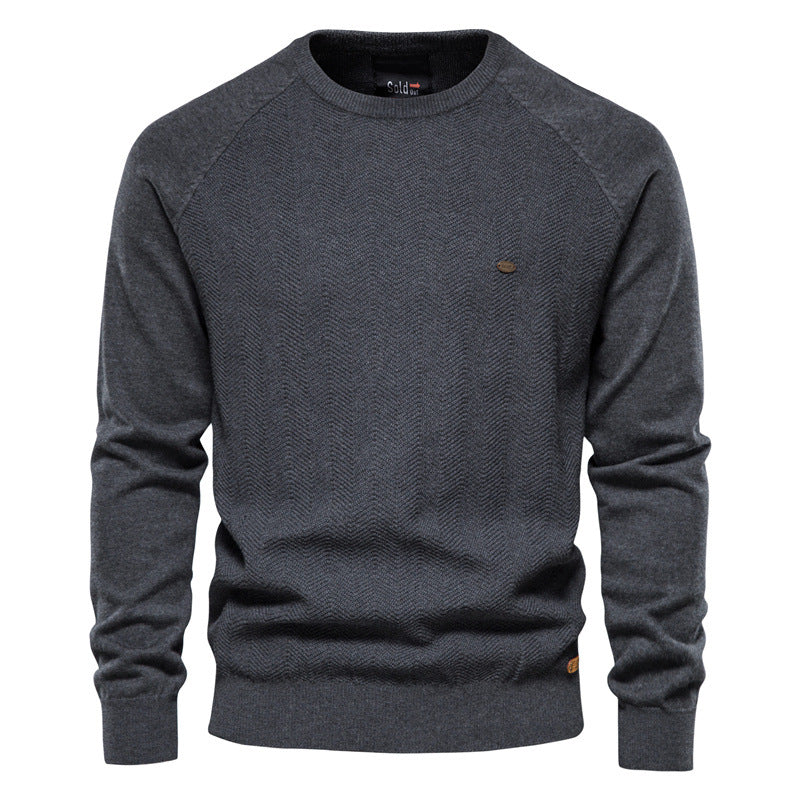 Herren Strickpullover mit elegantem Zickzackmuster und Rundhalsausschnitt Echoarchiv