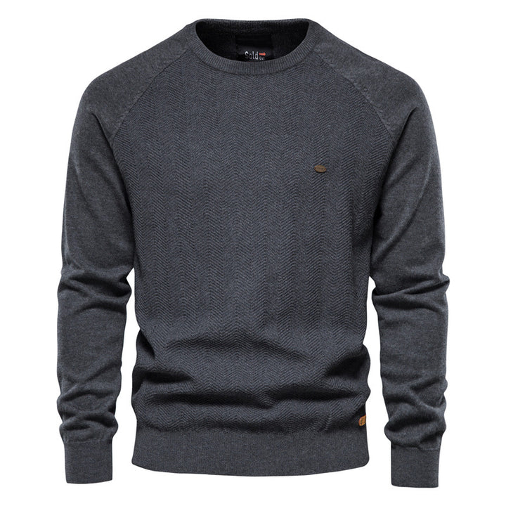 Herren Strickpullover mit elegantem Zickzackmuster und Rundhalsausschnitt Echoarchiv