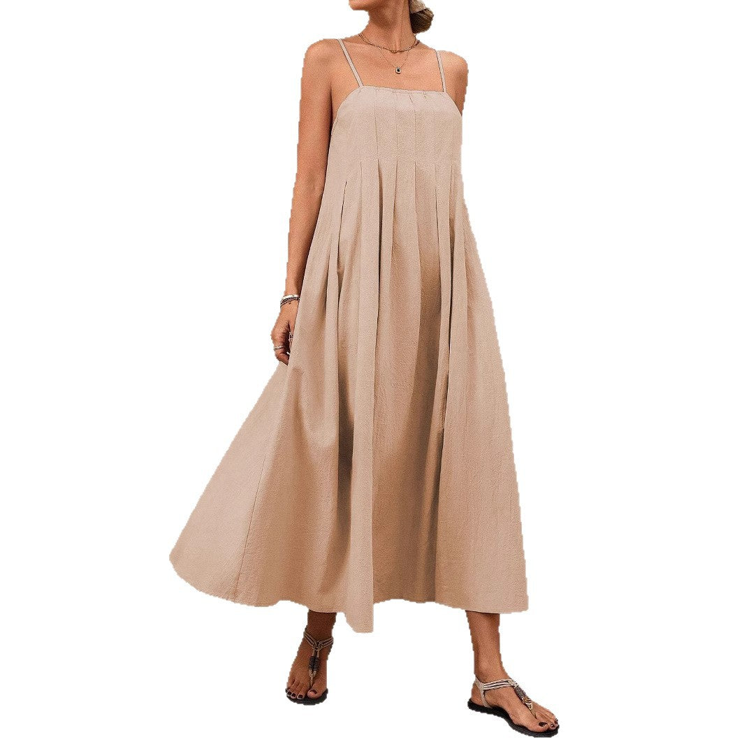 Damen Langärmliges Maxikleid mit Faltenwurf und Spaghettiträgern Echo Archiv