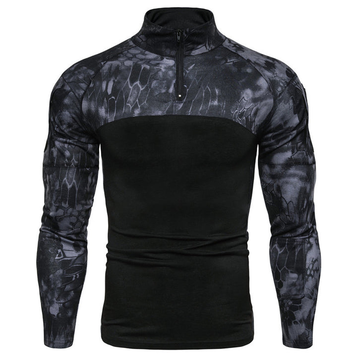 Herren Funktionspullover mit Teilreißverschluss und modernem Camouflage-Design Echoarchiv