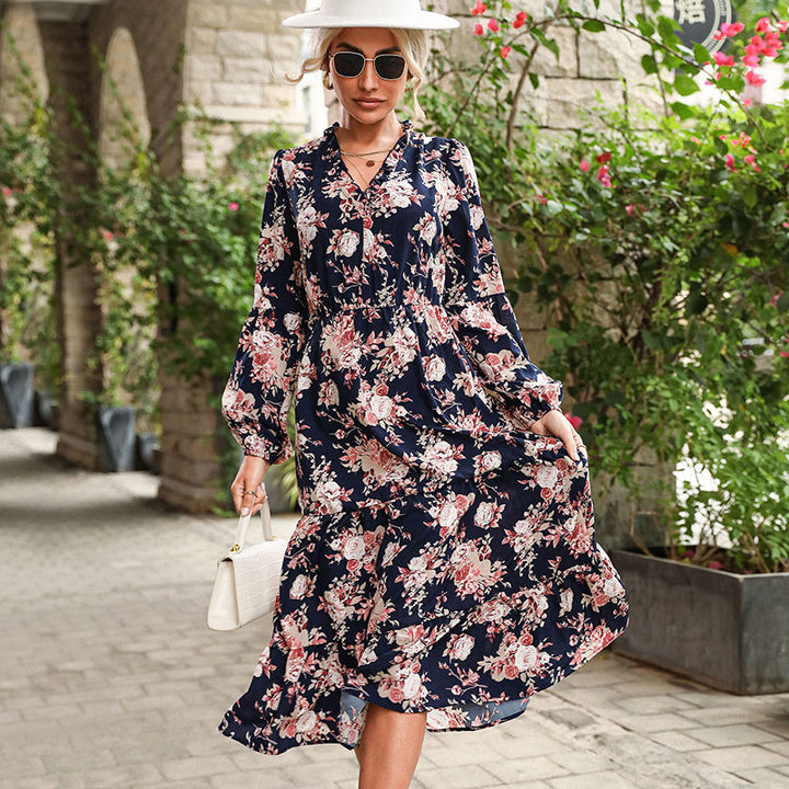 Damen Florales Maxikleid mit Taillengürtel Echo Archiv