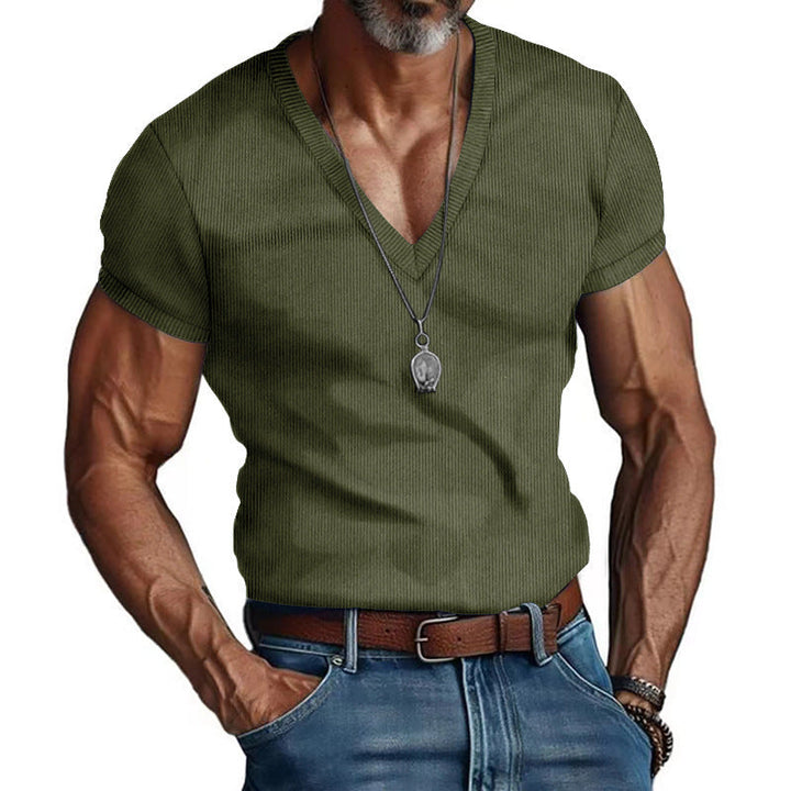 Herren Kurzarm V-Ausschnitt T-Shirt Echoarchiv