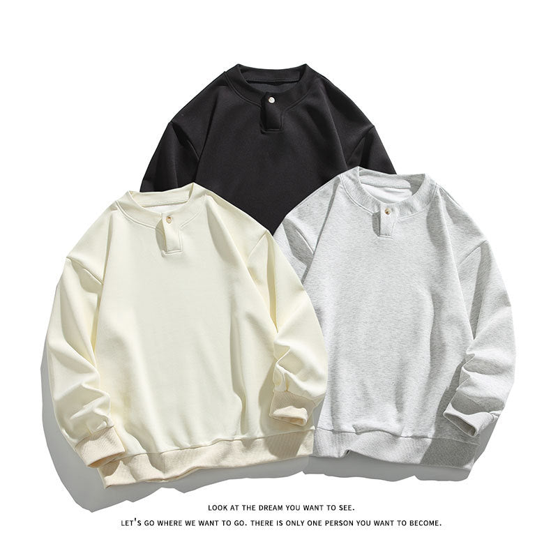 Unisex Oversize-Henley-Sweatshirt mit Druckknopf am Kragen Echo Archiv