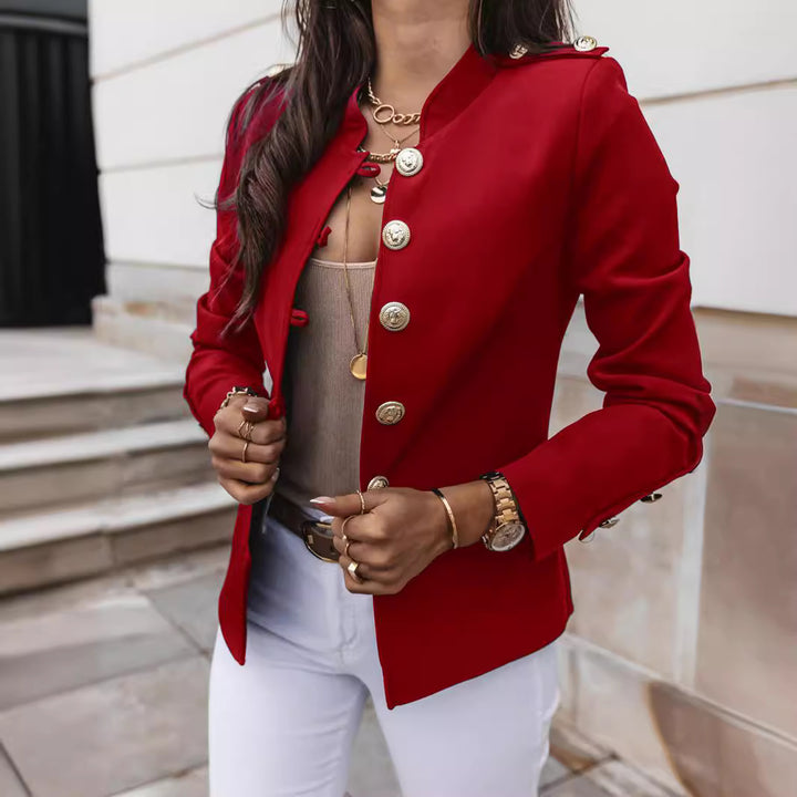 Damen nan militärischer Blazer mit Stehkragen und dekorativen Goldknöpfen Echo Archiv