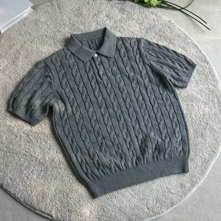 Herren Kurzarmstrickpullover mit strukturiertem Muster – Norvane