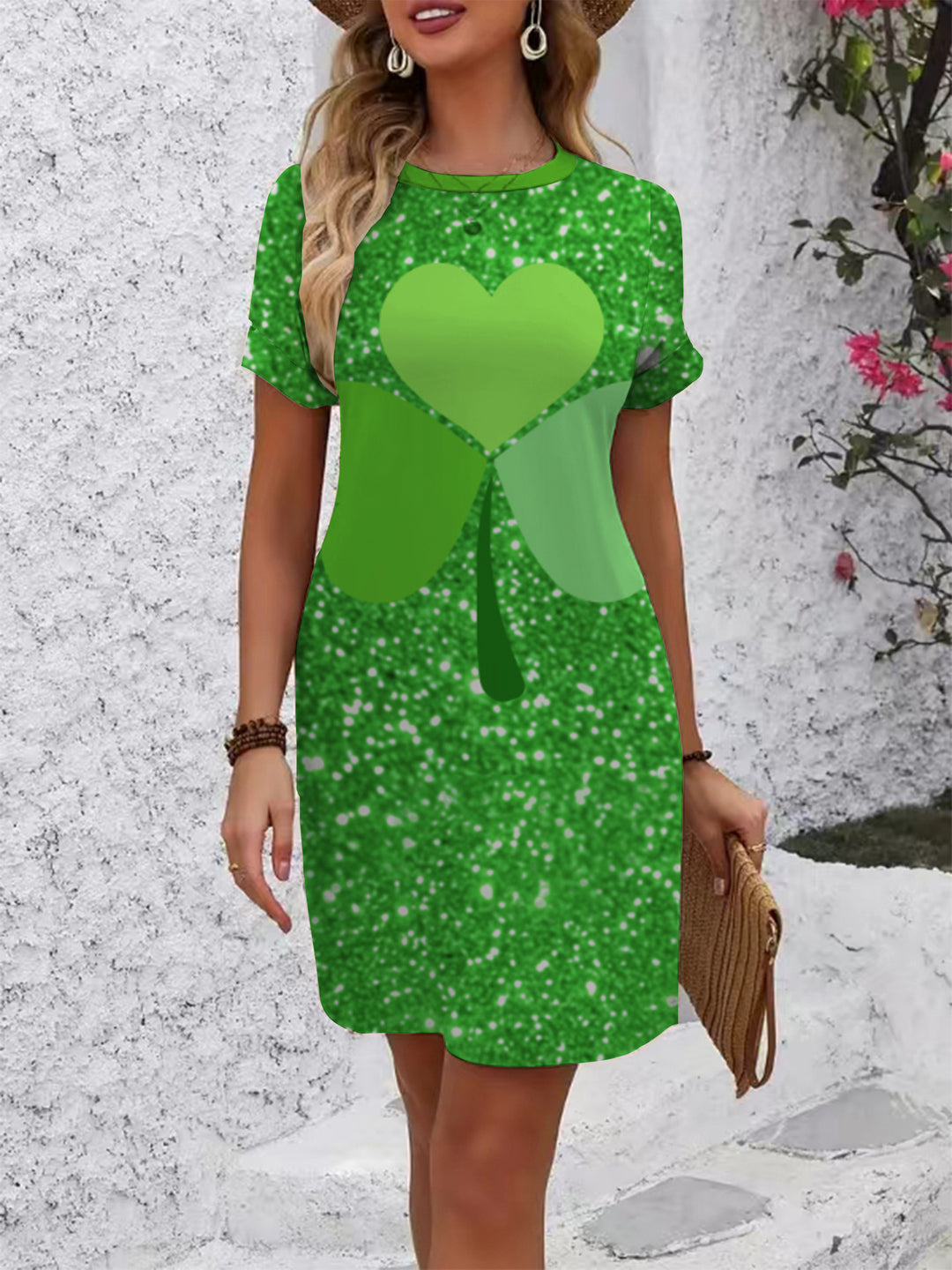 Damen lässiges Kurzarmkleid mit kreativem geometrischen Muster Echo Archiv