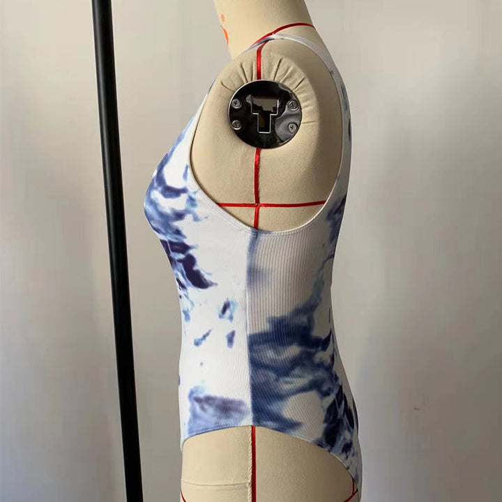 Damen Hochgeschnittener Badeanzug mit trendigem Tie-Dye-Design Echo Archiv