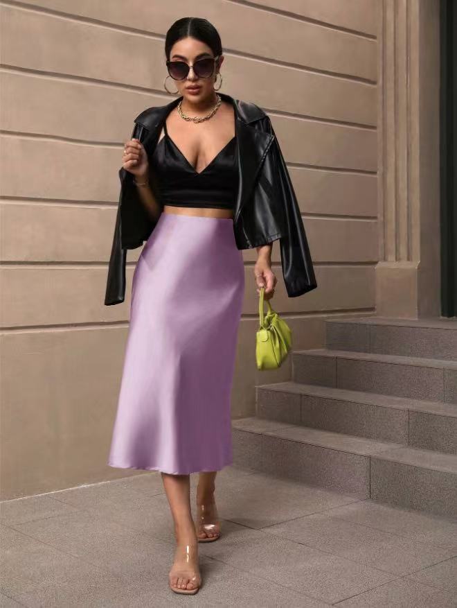 Damen Satin Rock mit schwingendem Saum und elegantem Schnitt Echoarchiv