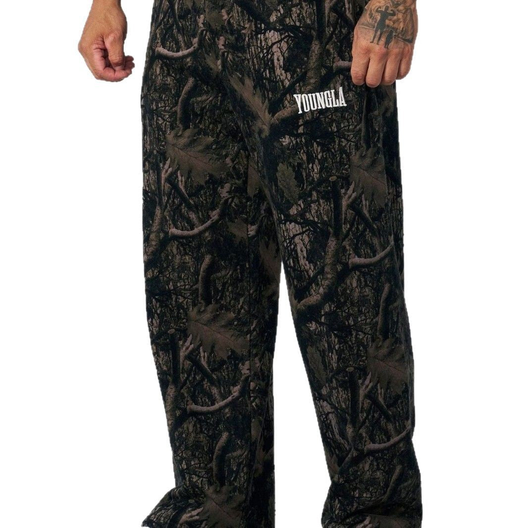 Herren weite Camouflage-Jogginghose mit elastischem Komfortbund und Oberschenkel-Logo – Sorevano