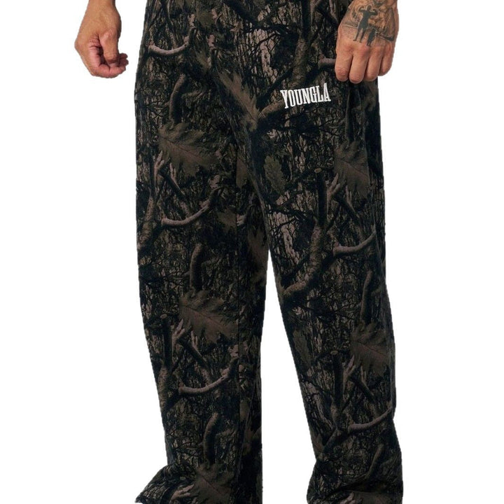 Herren weite Camouflage-Jogginghose mit elastischem Komfortbund und Oberschenkel-Logo – Sorevano