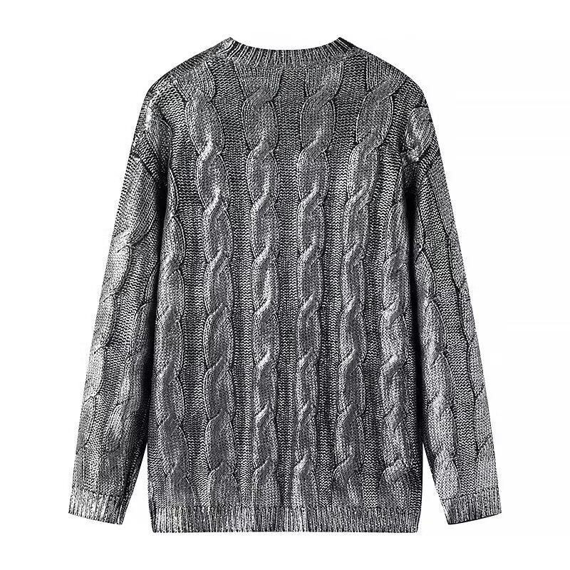 Damen Grobgestrickter Zopfstrick-Pullover mit Rundhals und Oversize-Schnitt Echo Archiv