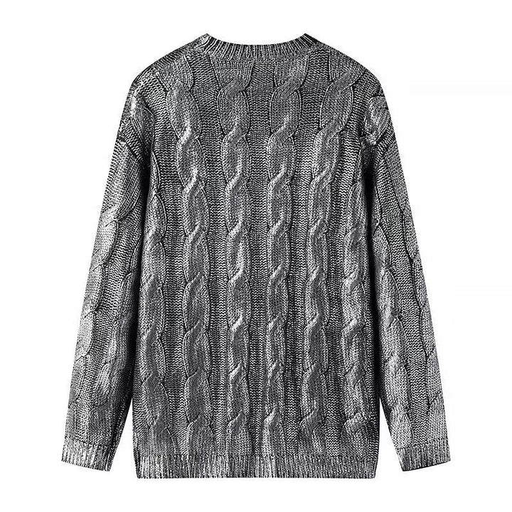 Damen Grobgestrickter Zopfstrick-Pullover mit Rundhals und Oversize-Schnitt Echo Archiv