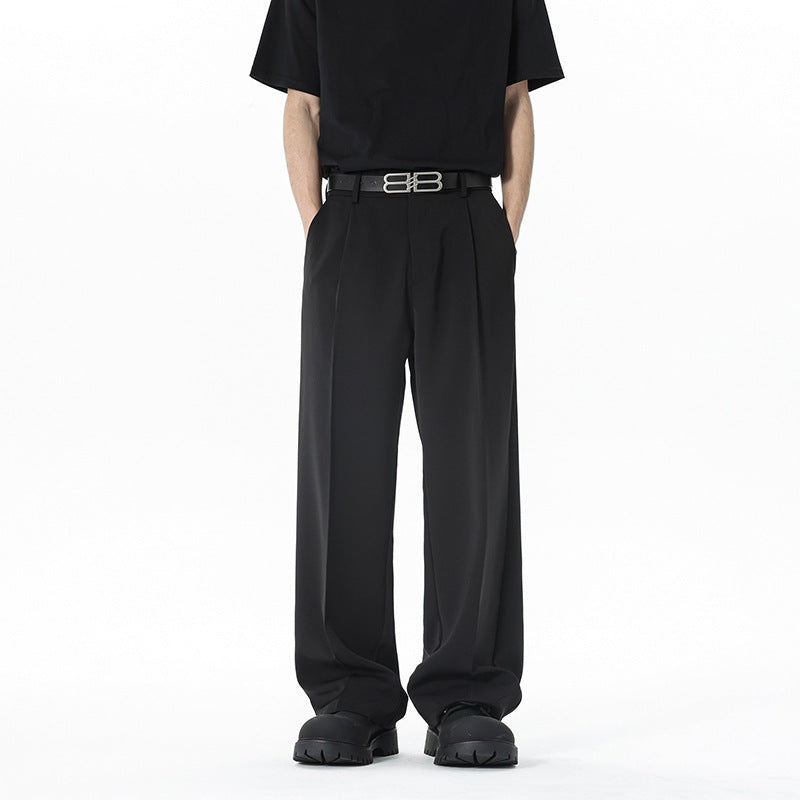 Herren nan weite Bundfalte Stoffhose mit hoher Taille, gerade Beinform und dezenten Seitentaschen Echo Archiv