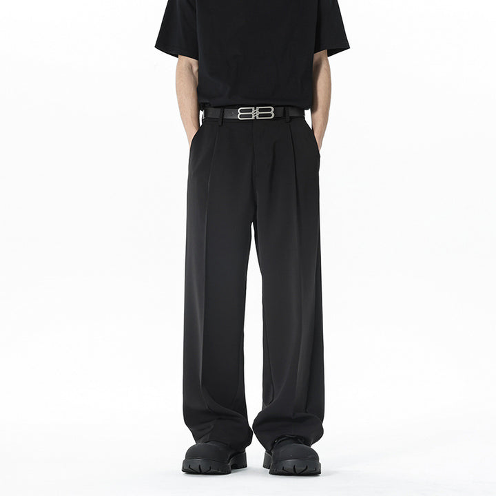 Herren nan weite Bundfalte Stoffhose mit hoher Taille, gerade Beinform und dezenten Seitentaschen Echo Archiv