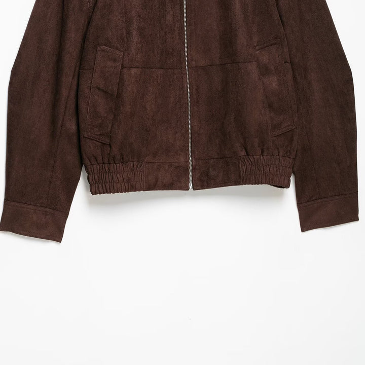 Damen Velourslederoptik Bomberjacke mit Funnelkragen und elastischem Saum Echoarchiv