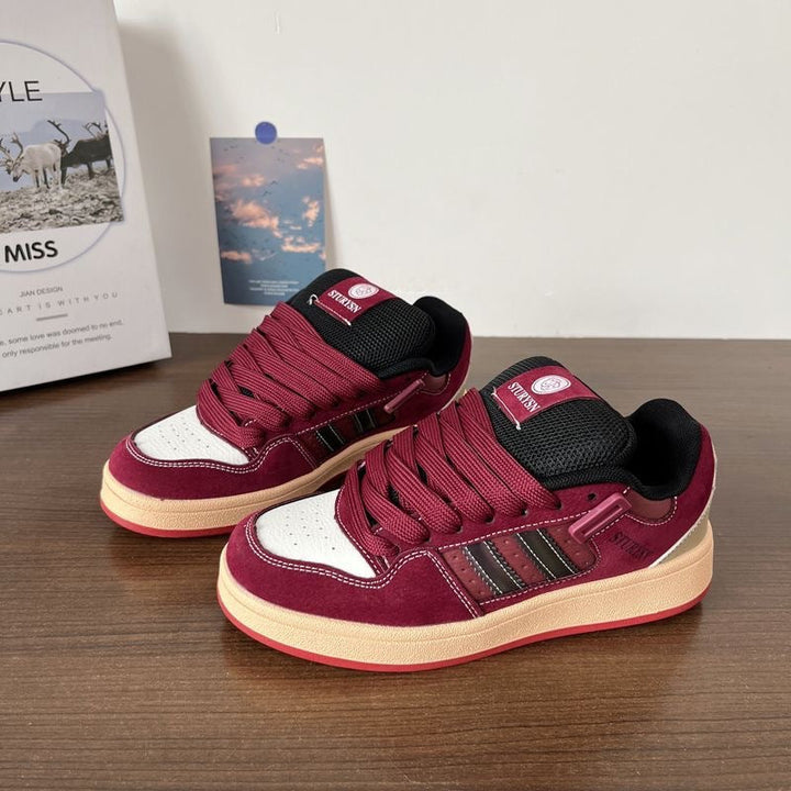 Damen modische Sneakers mit dicker, gepolsterter Sohle und elastischen Schnürsenkeln Echo Archiv