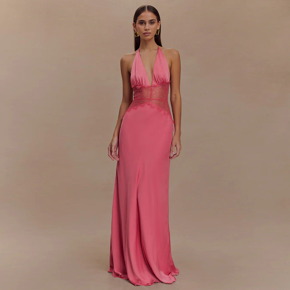 Damen Abendkleid mit Spitze und elegantem tiefem Ausschnitt Echo Archiv