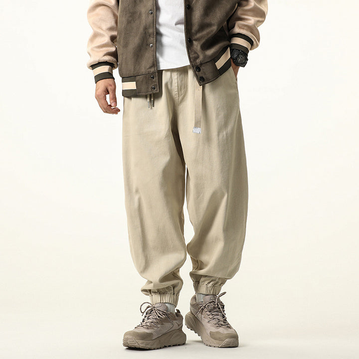 Herren Baggy‑Sweatstyle Cargohose aus schwerer Baumwolle mit elastischem Knöchelabschluss und Utility‑Schlaufen Echo Archiv